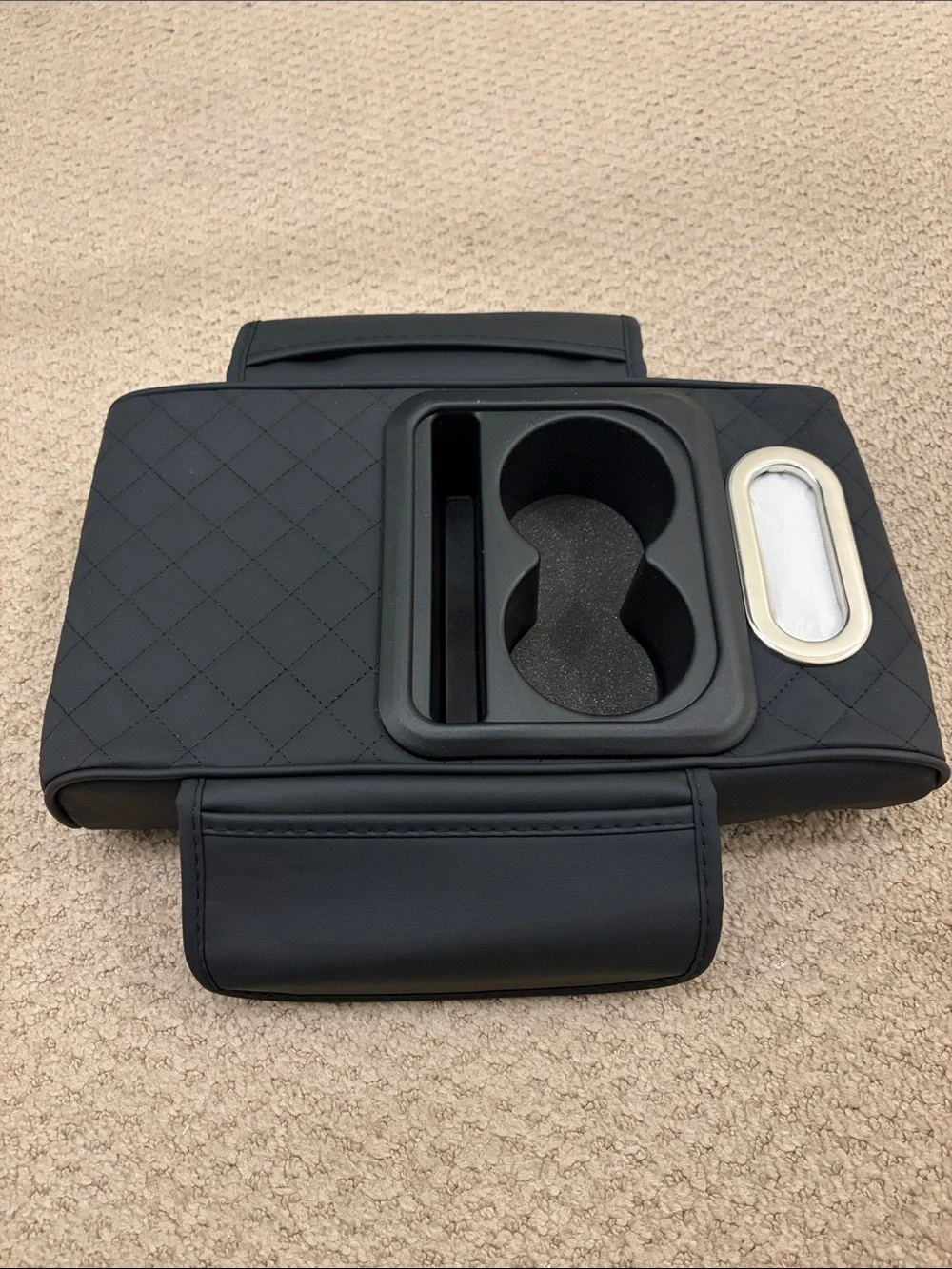 Black Quilted VR/AR Headset Accessory Console Organizer